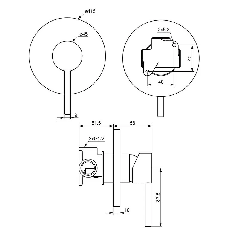 Смеситель для душа Damixa Scandinavian Pure 367500300 встраиваемый