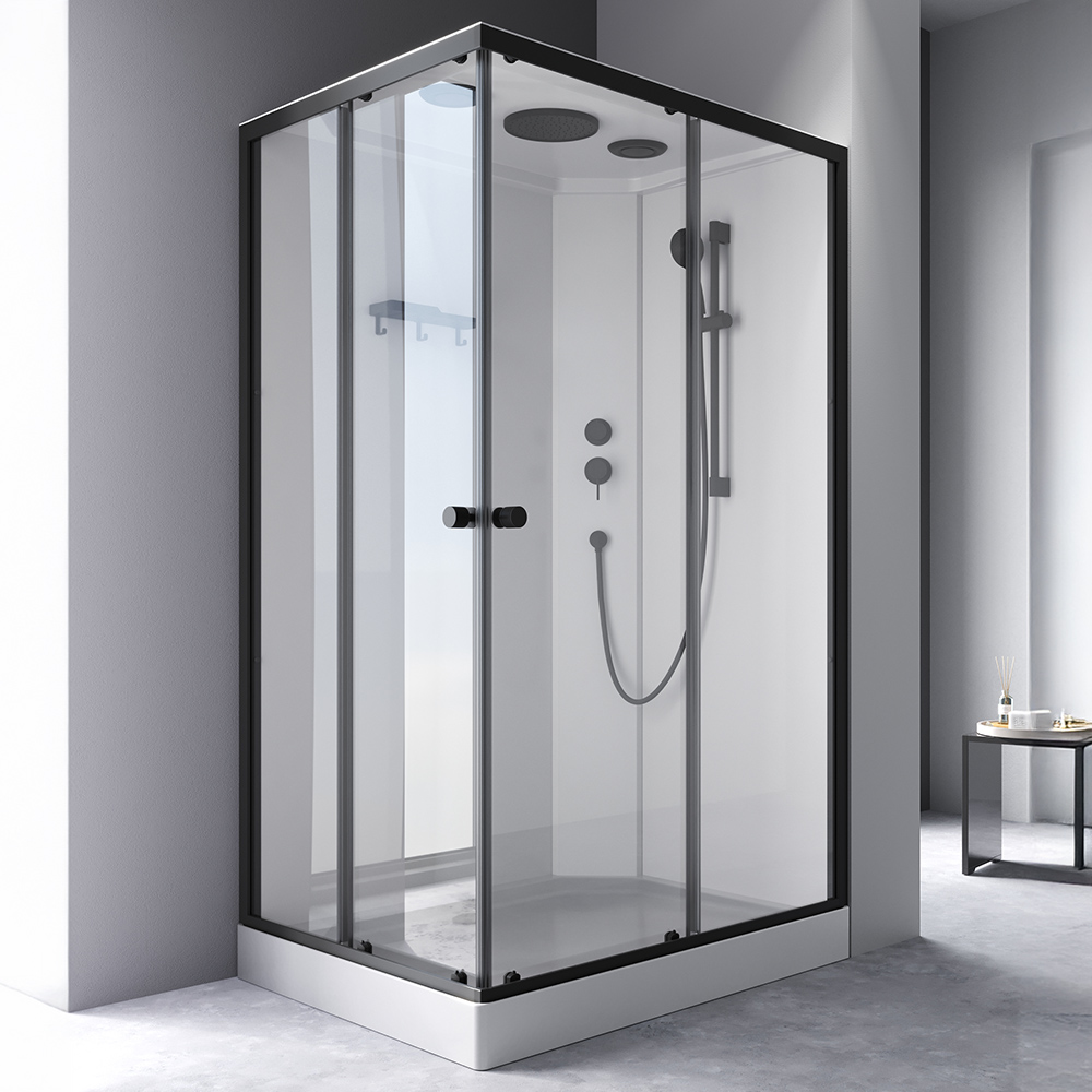 Душевая кабина, прямоугольная, 120x80 см, без гидромассажа X-Joy W94C-403-12080BT, Чёрный, белый, прозрачное