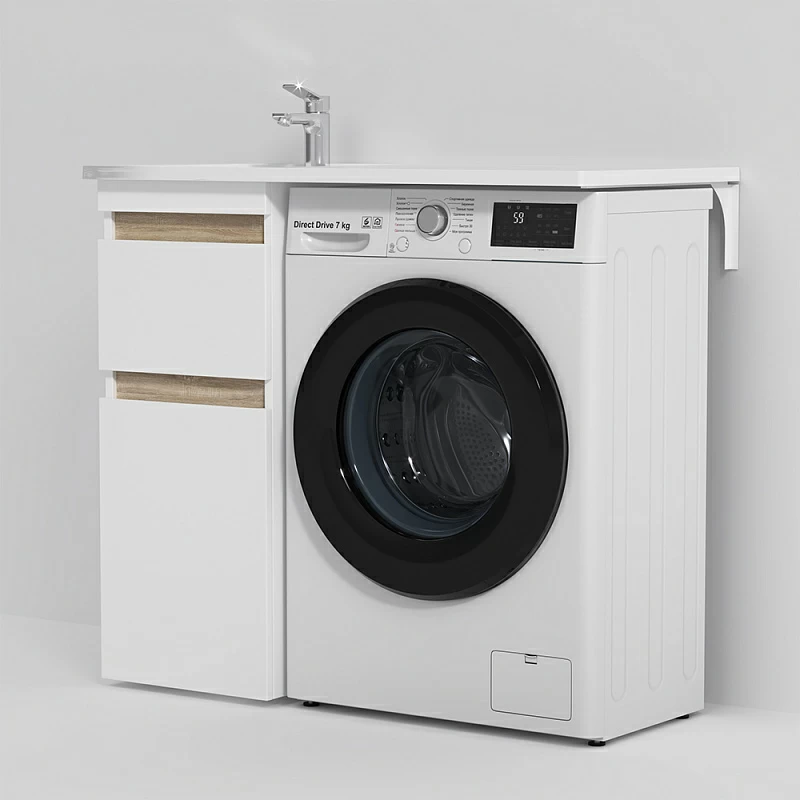 Раковина мебельная 100 AM.PM X-Joy M85AWPL1001WG стиральной машиной, левая, белая