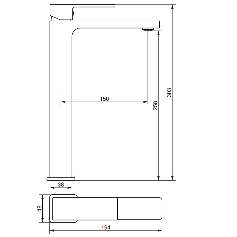 Смеситель для раковины (умывальника) Damixa Gala 530250600 высокий, золото