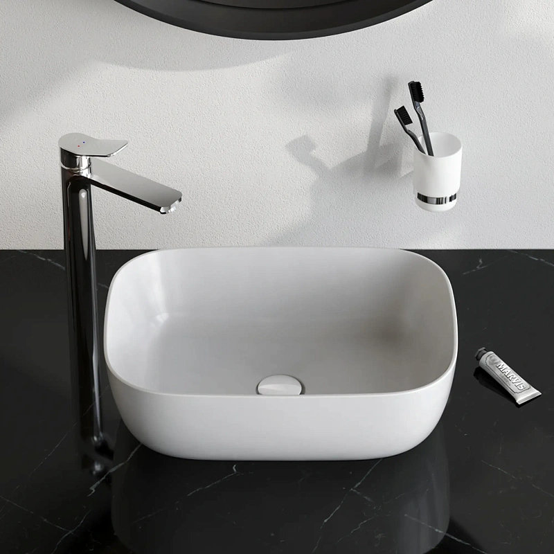 Раковина накладная 45 AM.PM Struktura M9SWCC0451WG белая глянцевая