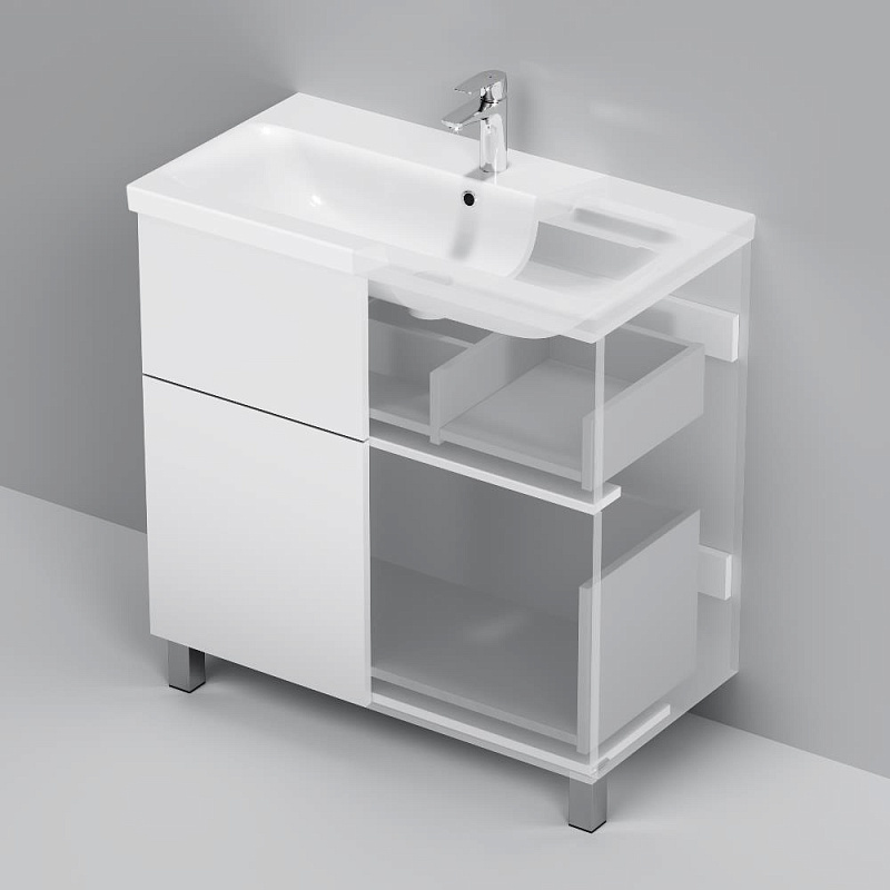 Тумба с раковиной 80 AM.PM Gem M90-FSX0802WG-WCC0802WG напольная на ножках, белый глянец