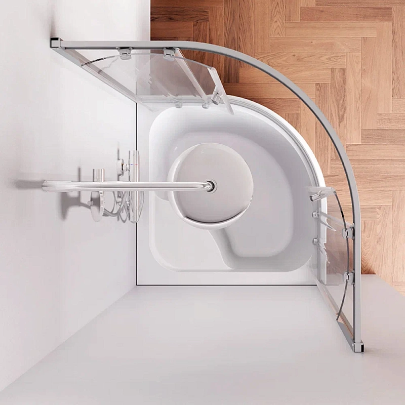 Душевое ограждение без поддона 90x90 AM.PM Gem W90G-401A090WT профиль серебристый