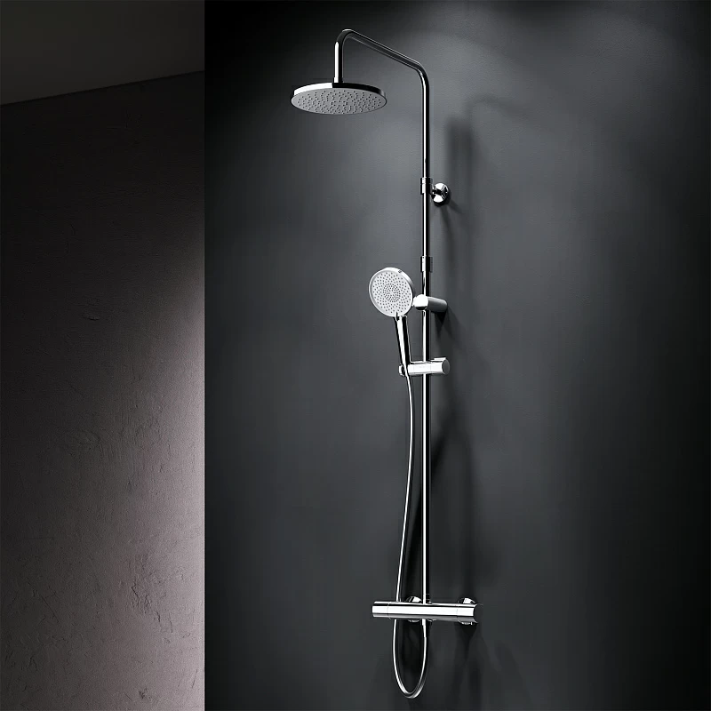 Душевая система AM.PM X-Joy F0785A400 стойка с тропическим душем, термостатом, смесителем, хром