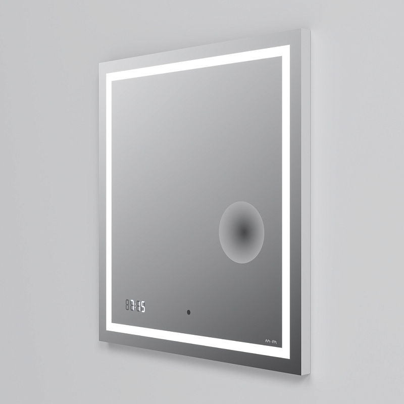 Зеркало с подсветкой в ванную прямоугольное 65 AM.PM Gem M91AMOX0653WG сенсорное с часами и косметическим зеркалом
