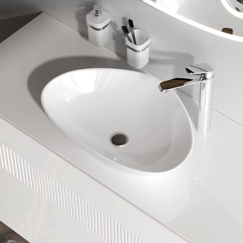 Раковина накладная 60 AM.PM Func M8FWCC50600WG ассиметричная белая