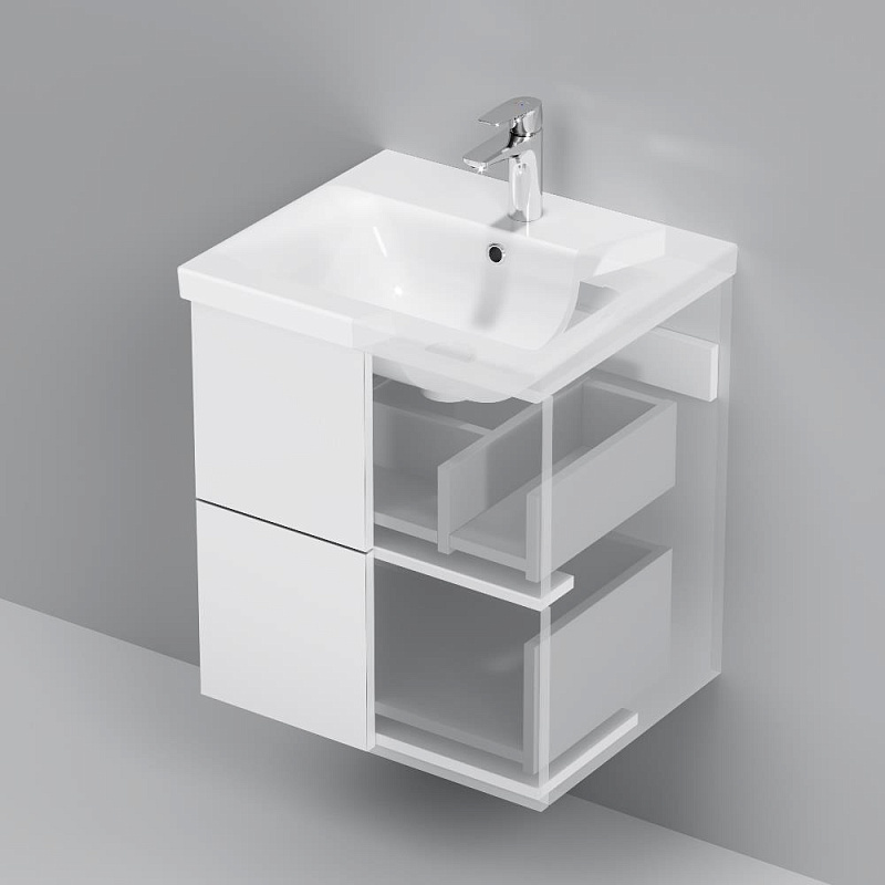 Тумба с раковиной 50 AM.PM Gem M90-FHX0502WG-WCC0502WG подвесная, белый глянец