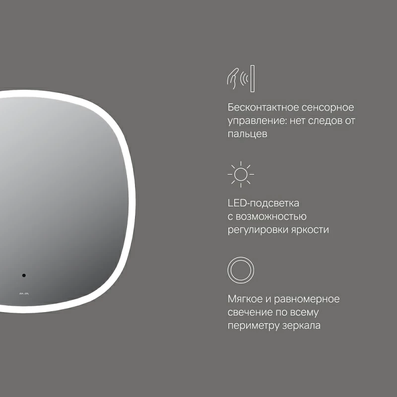 Зеркало с подсветкой в ванную закругленное 65 AM.PM Func M8FMOX0651WGS сенсорное