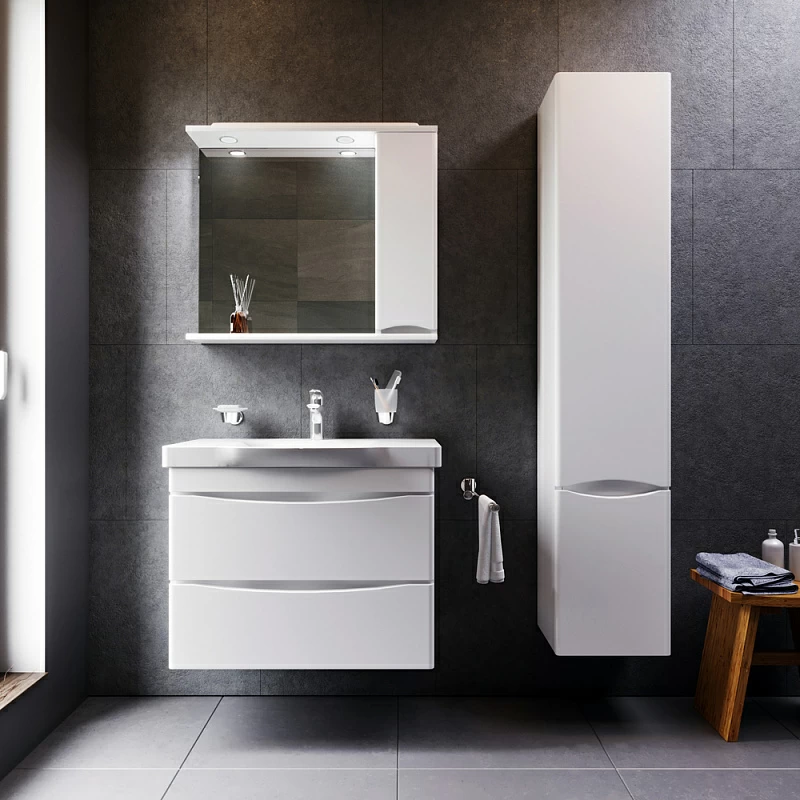 Шкафчик с зеркалом в ванную 80 AM.PM Like M80MPR0801WG правый белый глянец