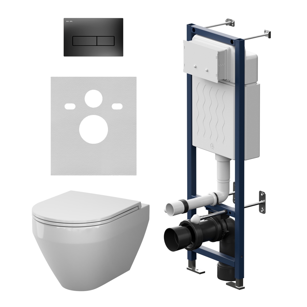 Инсталляция ErgoFit с подвесным унитазом Aquaspin и клавишей Spirit V2.0 IS110338.701900, Синий; белый; черный
