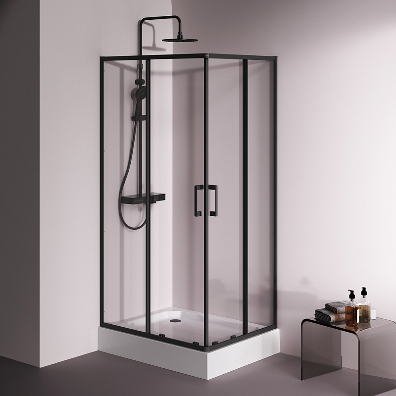 Душевое ограждение без поддона 100x80 AM.PM Above W9XG-403-10080-BT профиль черный