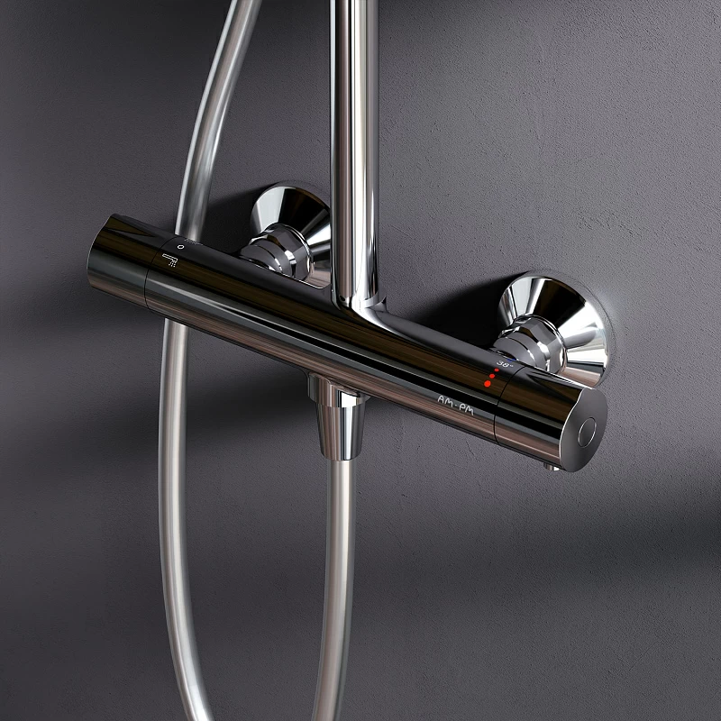 Душевая система AM.PM Like F0780464 стойка с тропическим душем, термостатом, смесителем, хром