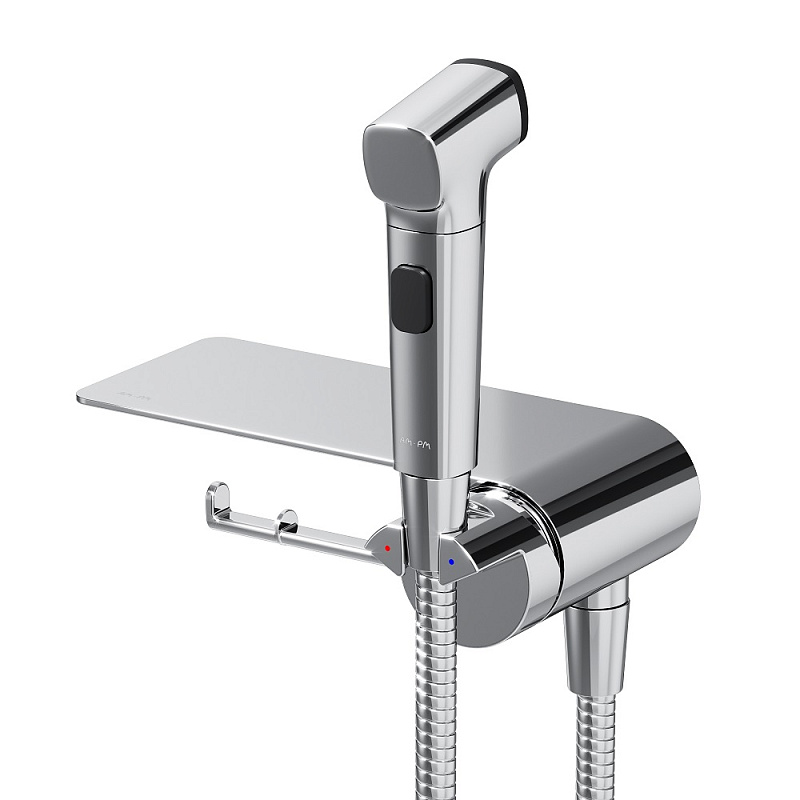 Гигиенический душ со смесителем AM.PM Func F0H8F900 хром встраиваемый, полка, шланг 1200, держатель туалетной бумаги