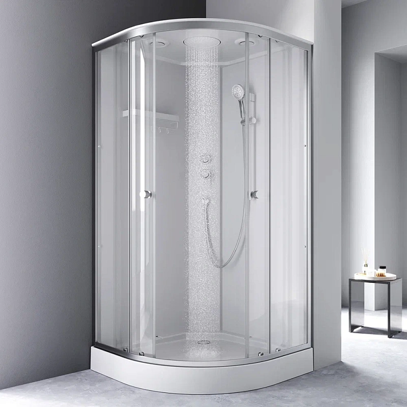 Душевая кабина 100x100 AM.PM X-Joy W94C-401-100MT профиль серебристый, низкий поддон