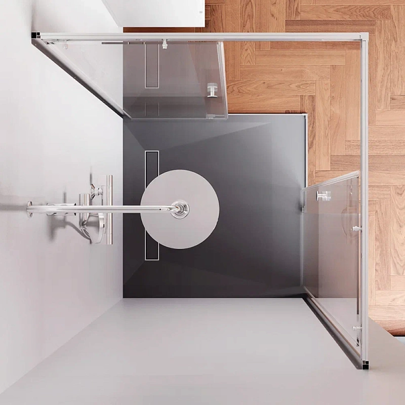 Душевое ограждение без поддона 100x100 AM.PM X-Joy W94G-403-100100-MT1K профиль серебристый