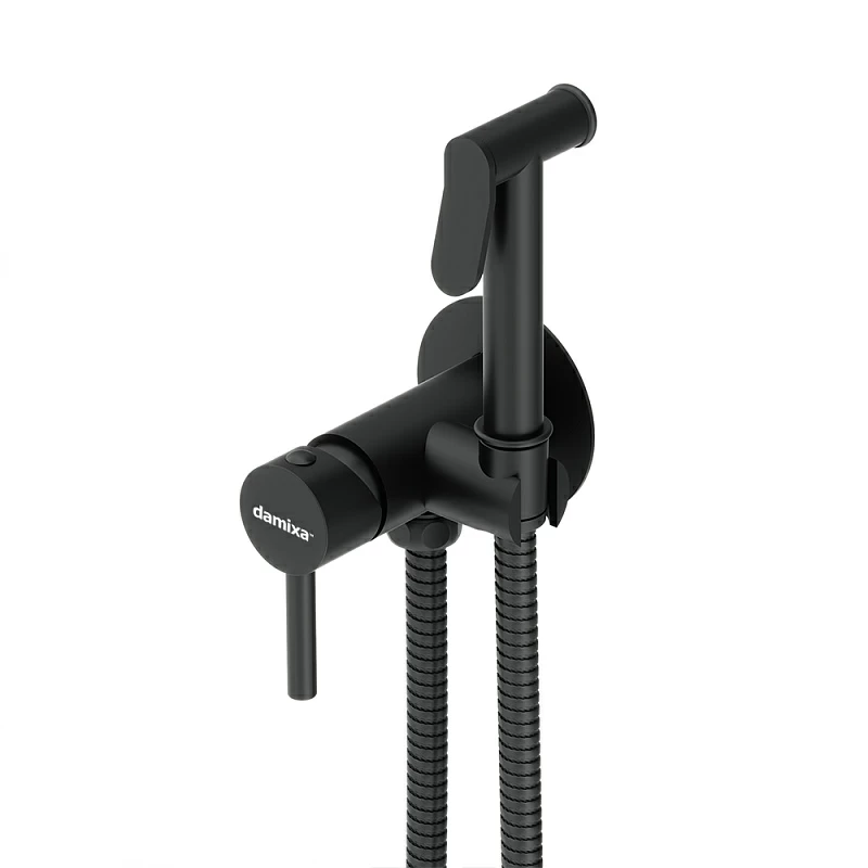 Гигиенический душ со смесителем Damixa Option 217000000 черный встраиваемый, шланг 1500, держатель