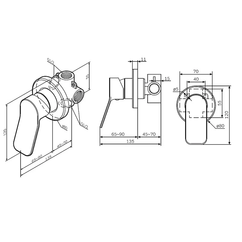 Смеситель для душа AM.PM X-Joy F85A65000 хром встраиваемый