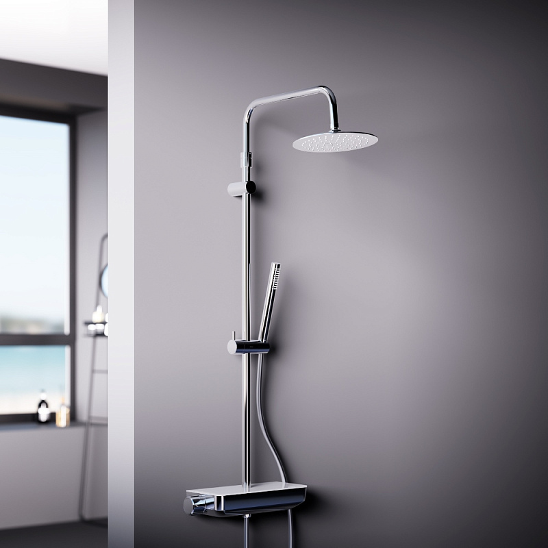 Душевая система Damixa Scandinavian Pure 936780000 стойка с тропическим душем, смесителем, хром