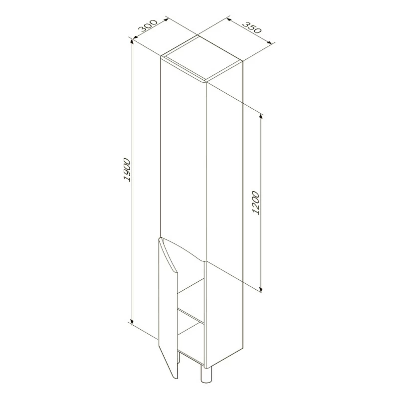 Шкаф-пенал для ванной 35 AM.PM Like M80CSR0356WG напольный правый белый глянец