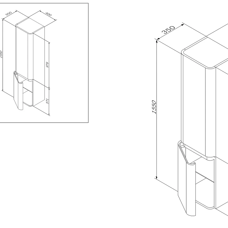 Шкаф-пенал для ванной 40 AM.PM Sensation M30CHL0406NF навесной левый орех