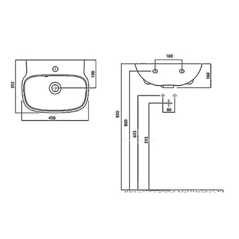 Раковина 45 AM.PM Serenity C404811WH белая