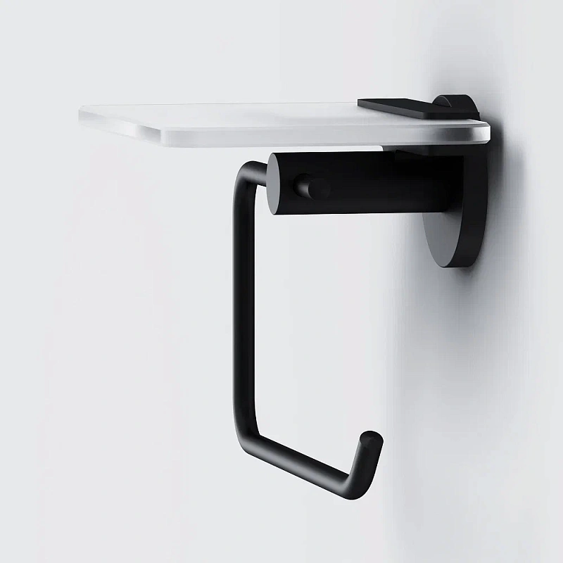 Держатель для туалетной бумаги настенный AM.PM X-Joy A85A341522 со стеклянной полочкой, черный