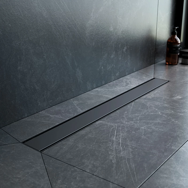 Душевой трап (лоток) 70 AM.PM PrimeFlow W02SC-U11-070-04BM комбинированный затвор с черной матовой решеткой под плитку