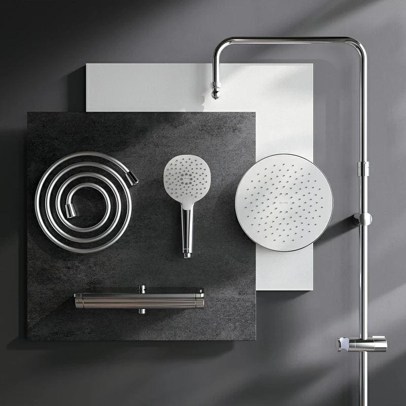 Душевая система AM.PM Spirit 2.0 F0770A400 стойка с тропическим душем, термостатом, смесителем, хром