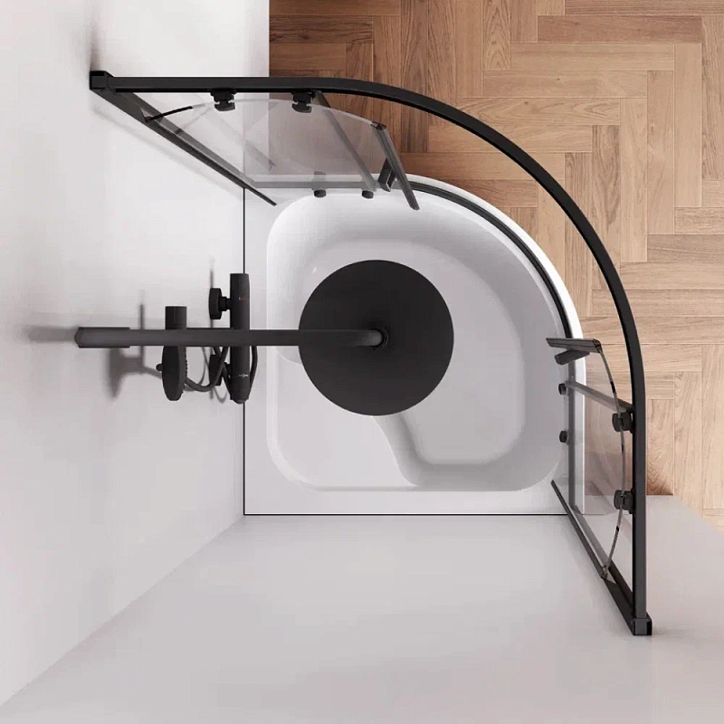 Душевое ограждение без поддона 90x90 AM.PM Gem W90G-401A090BT профиль черный матовый