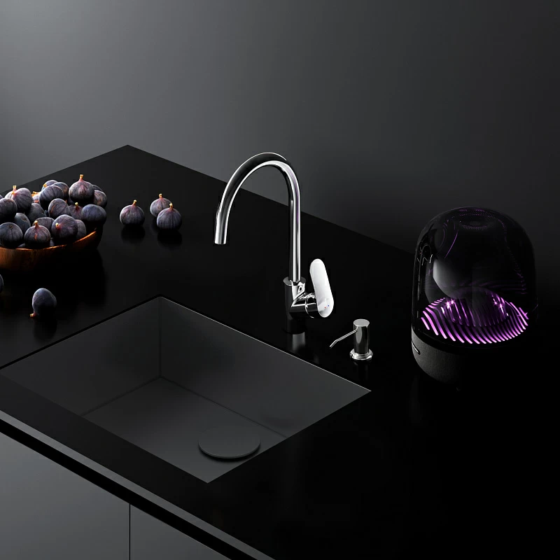 Смеситель для кухни AM.PM Like F8007T00 высокий с каналом питьевой воды, хром + дозатор моющего средства