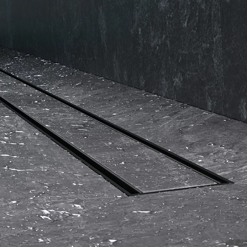 Душевой трап (лоток) 90 AM.PM PrimeFlow W02SC-U11-090-04BM комбинированный затвор с черной матовой решеткой под плитку