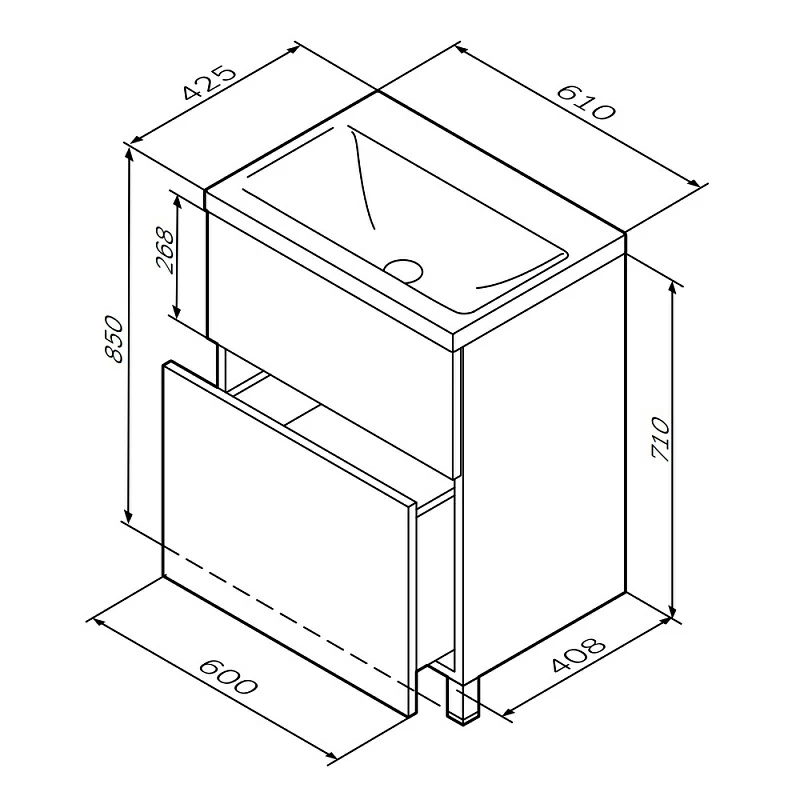 Тумба под раковину 60 AM.PM Gem M90FSX06022GM32 напольная графит матовый