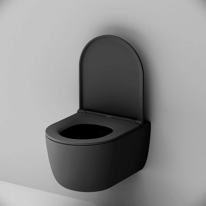 Унитаз подвесной Damixa Sirius DX86C1700MBSC безободковый с сиденьем микролифт, черный