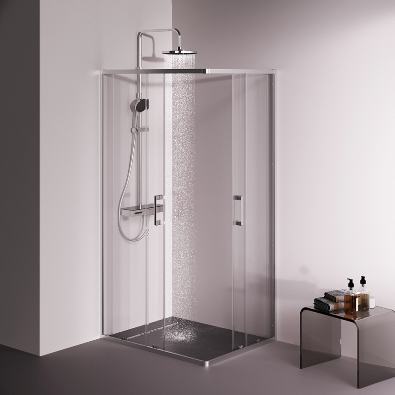 Душевое ограждение без поддона 100x80 AM.PM Above W9XG-403-10080-MT профиль серебристый