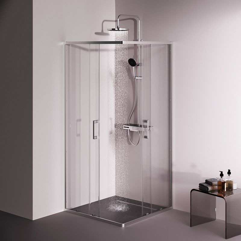 Душевое ограждение без поддона 90x90 AM.PM Above W9XG-403-9090-MT профиль серебристый