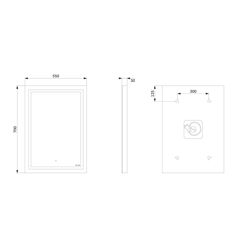 Зеркало с подсветкой в ванную прямоугольное 55 AM.PM Gem M91AMOX0551WG сенсорное