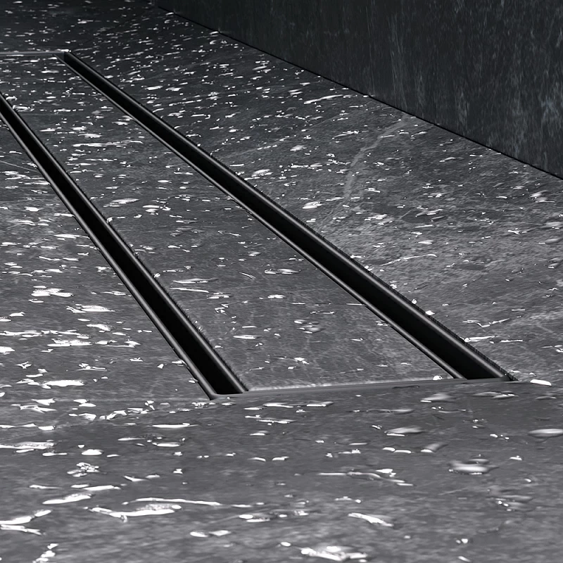 Душевой трап (лоток) 80 AM.PM MasterFlow W01SC-U11-080-04BM комбинированный затвор с черной матовой решеткой под плитку