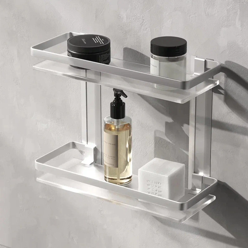 Полка в ванную AM.PM Sense L A7455200 двухъярусная, серебристый металл, стекло