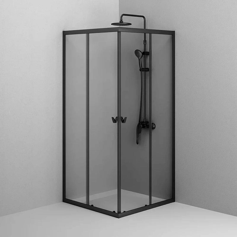 Душевое ограждение без поддона 90x90 AM.PM Sunny W87G-403-9090-BT профиль черный матовый