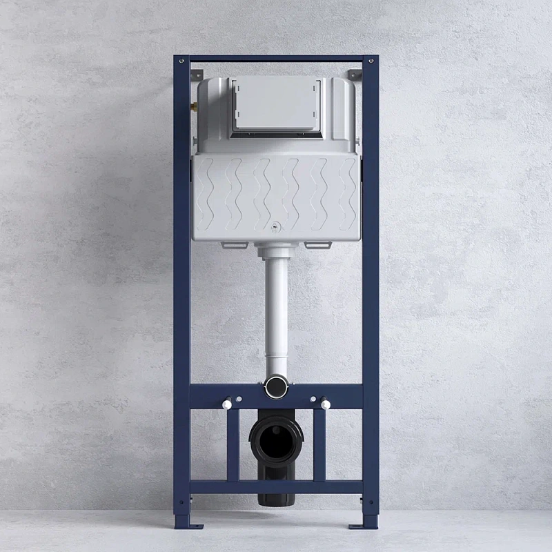 Унитаз подвесной безободковый с инсталляцией AM.PM Awe IS47001.111700 сиденьем микролифт, белой пневм. клавишей