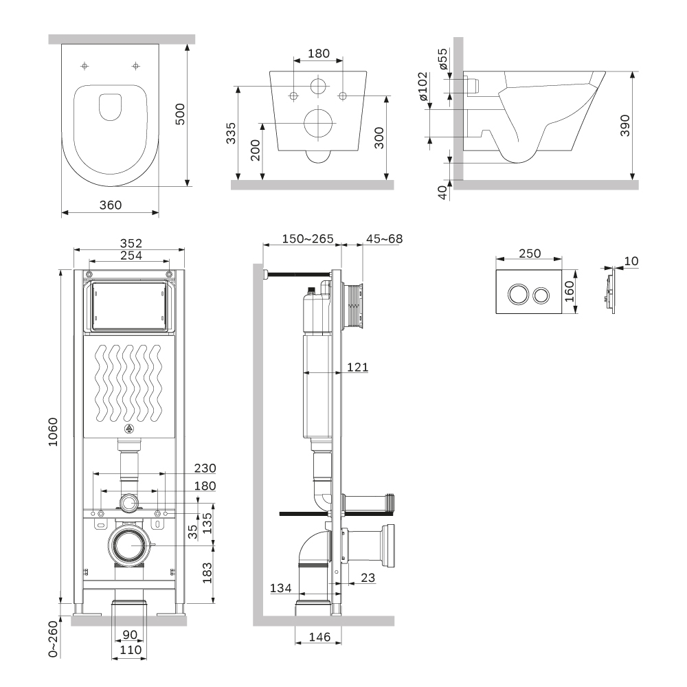 Инсталляция ErgoFit с подвесным унитазом Aquaspin и клавишей X-Joy IS110101.851900, Синий, белый