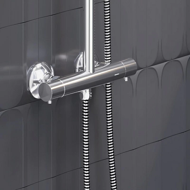 Душевая система Damixa Jupiter 977800000 стойка с тропическим душем, термостатом, смесителем, хром