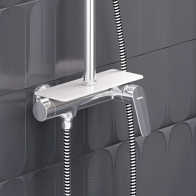 Душевая система Damixa Jupiter 977780000 стойка с тропическим душем, смесителем, хром