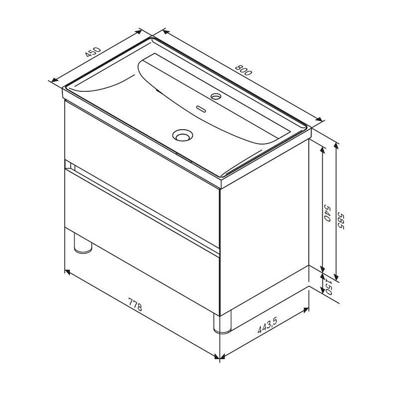 Тумба под раковину 80 AM.PM Above M9XFSX0802OF напольная, под дерево