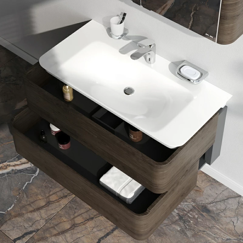 Тумба под раковину 100 AM.PM Sensation M30FHX1002TF подвесная под дерево табачный дуб