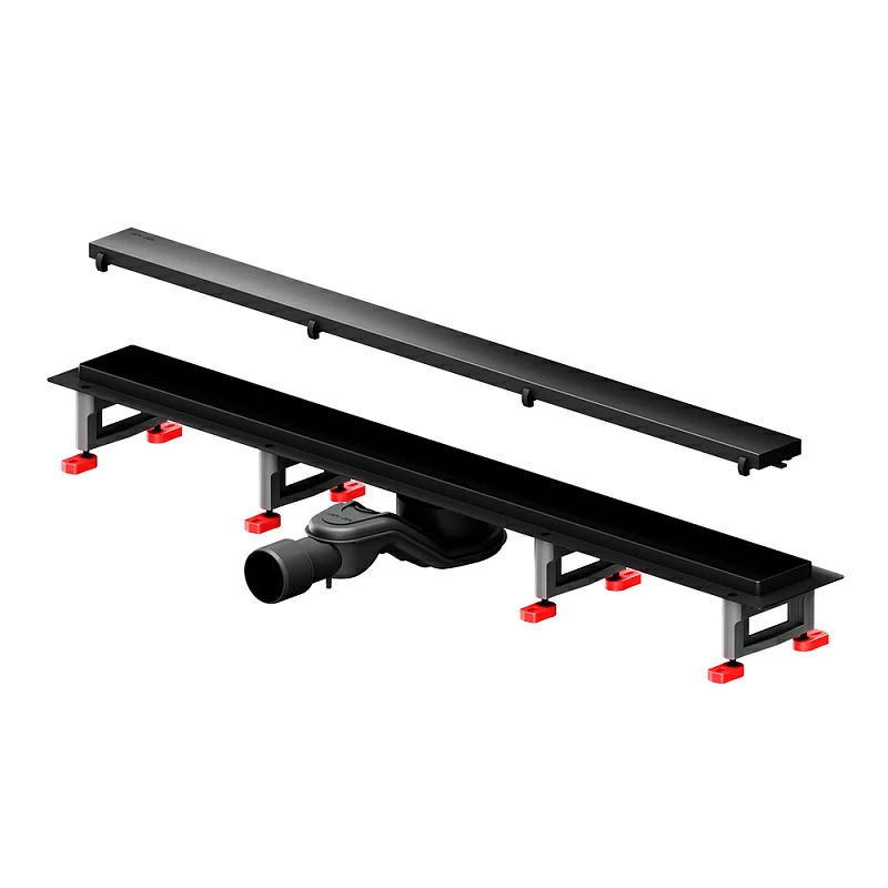 Душевой трап (лоток) 80 AM.PM MasterFlow W01SC-U11-080-04BM комбинированный затвор с черной матовой решеткой под плитку