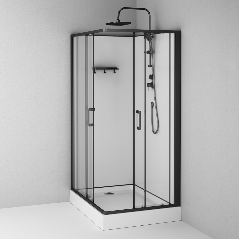 Душевая кабина 120x90 см, прямоугольная, без гидромассажа Above W9XC-403-12090BT, Черный, белый, прозрачное