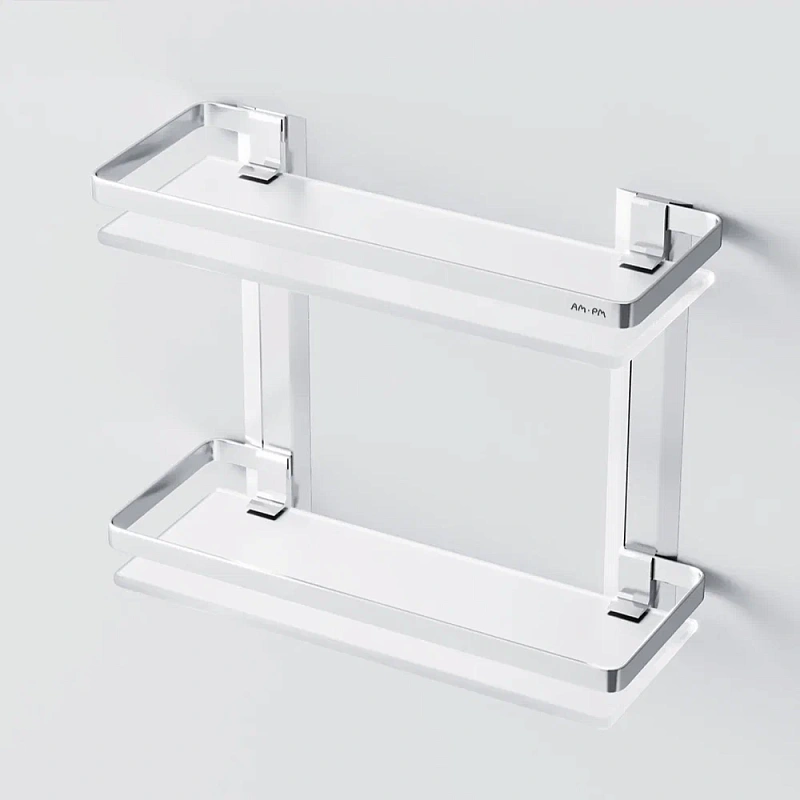 Полка в ванную AM.PM Sense L A7455200 двухъярусная, серебристый металл, стекло