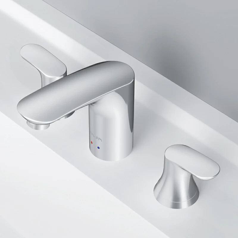 Смеситель для раковины (умывальника) AM.PM Like F8008000 с донным клапаном, трехсекционный, хром