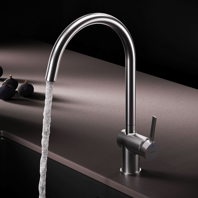 Смеситель для кухни AM.PM Func F8F07011 высокий с С-изливом, сатин